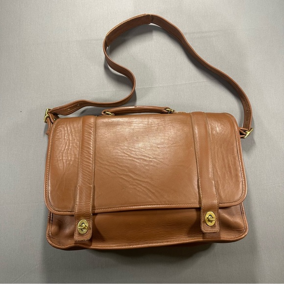 VINTAGE 90s Coach Essex Briefcase Messenger Bag N5R-5274  - Brown Leather - Picture 1 of 17